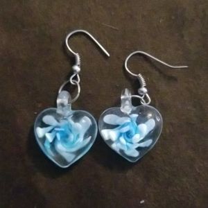 💜 Glass type blue flower Earrings
